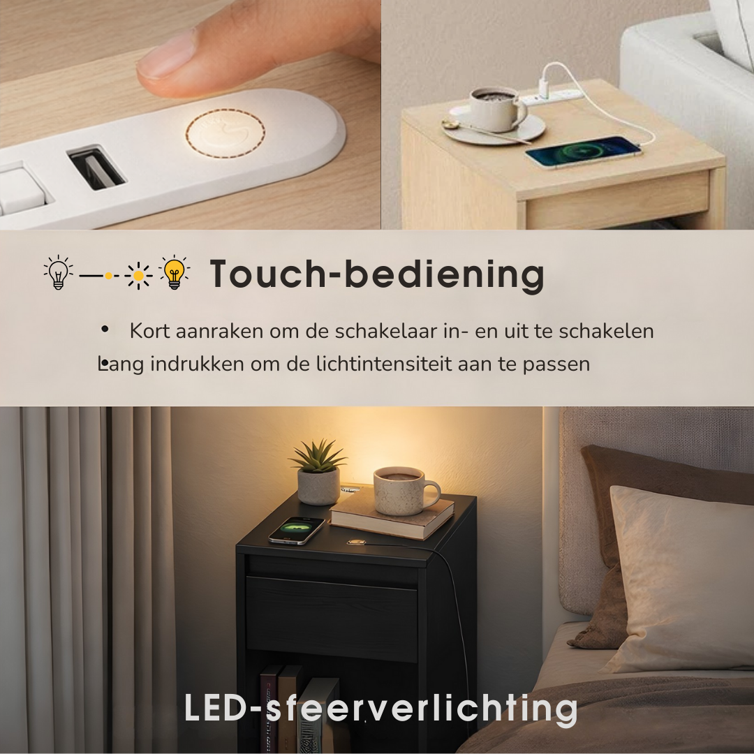 Rechthoekig bijzettafeltje met oplaadpoort