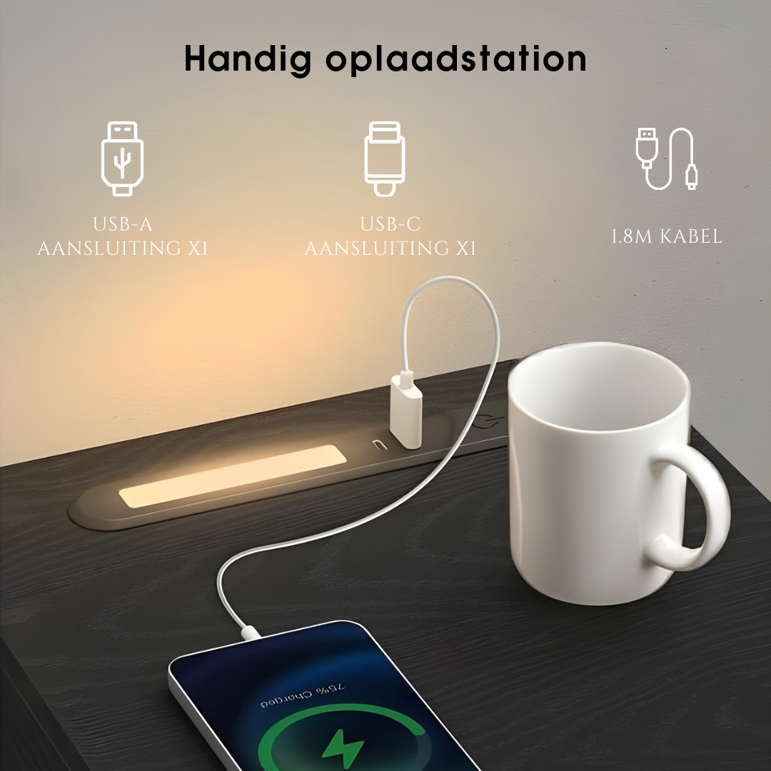 Rechthoekig bijzettafeltje met oplaadpoort