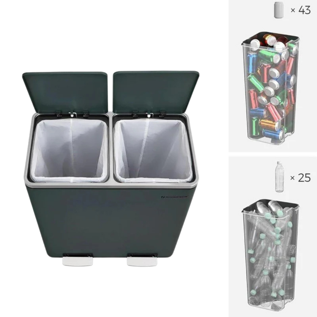 Afvalbak met Dubbele Compartimenten en Voetpedalen