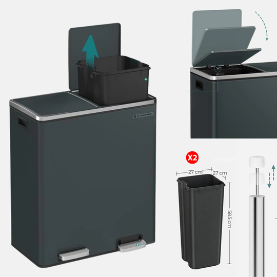 Afvalbak met Dubbele Compartimenten en Voetpedalen