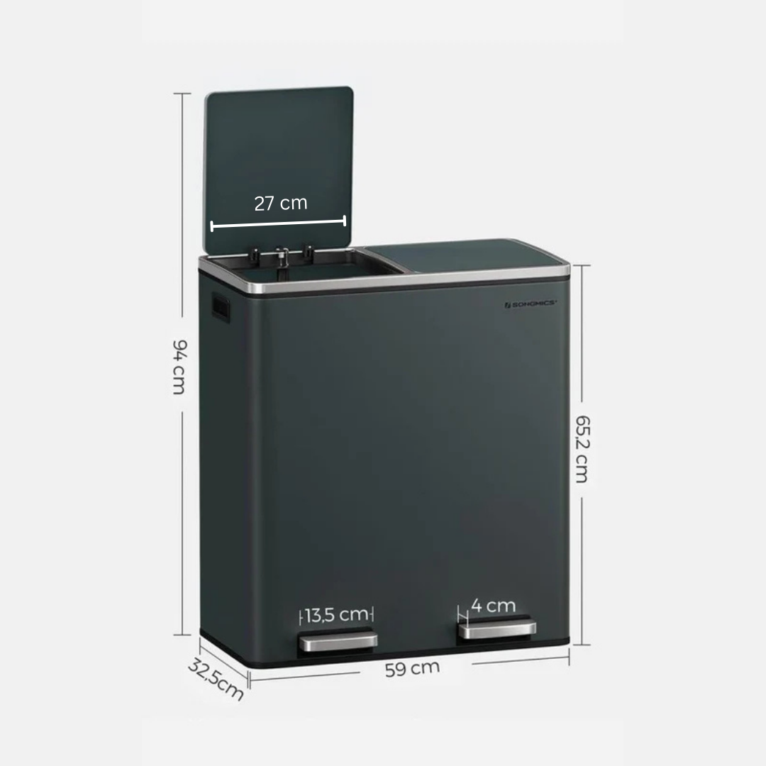 Afvalbak met Dubbele Compartimenten en Voetpedalen