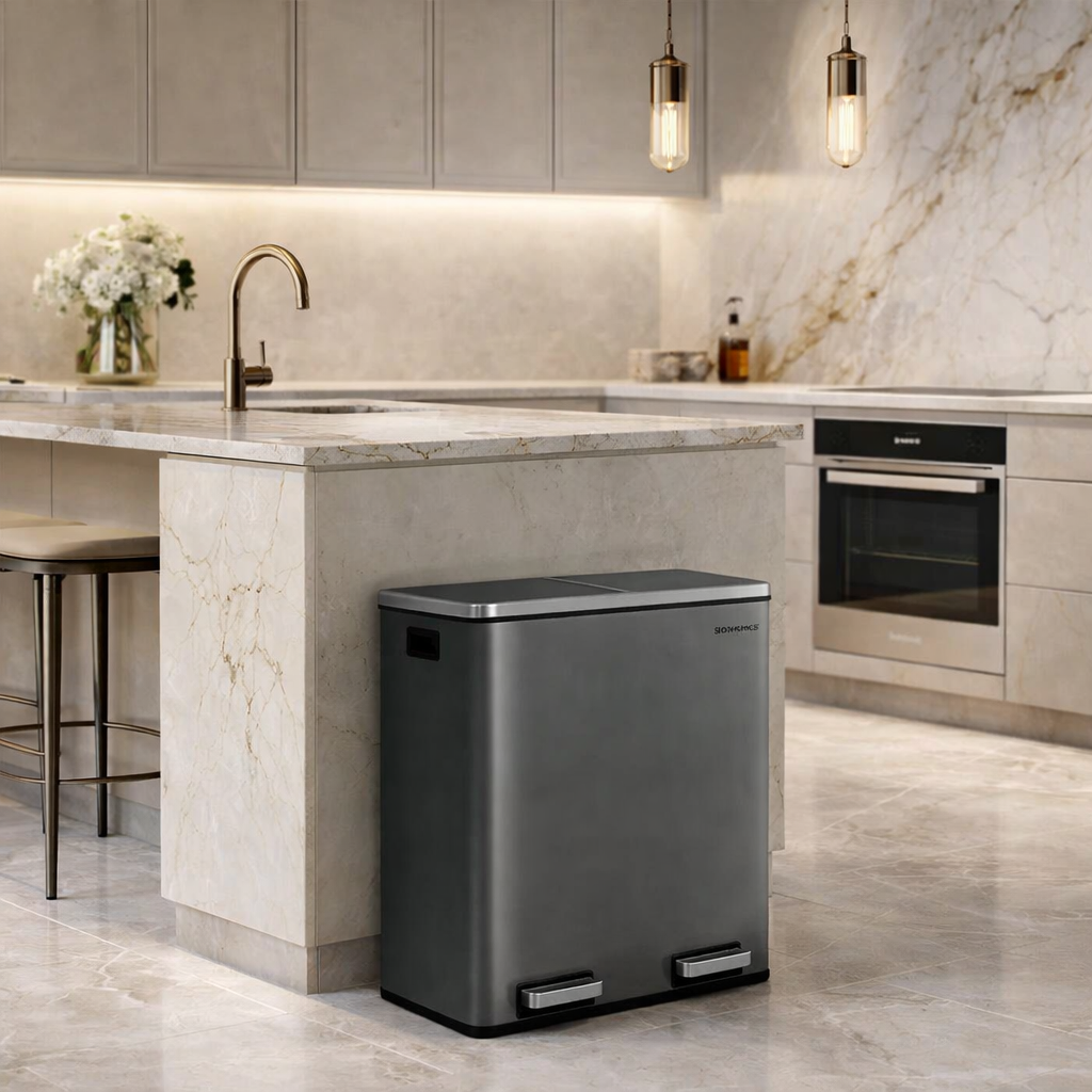 Afvalbak met Dubbele Compartimenten en Voetpedalen