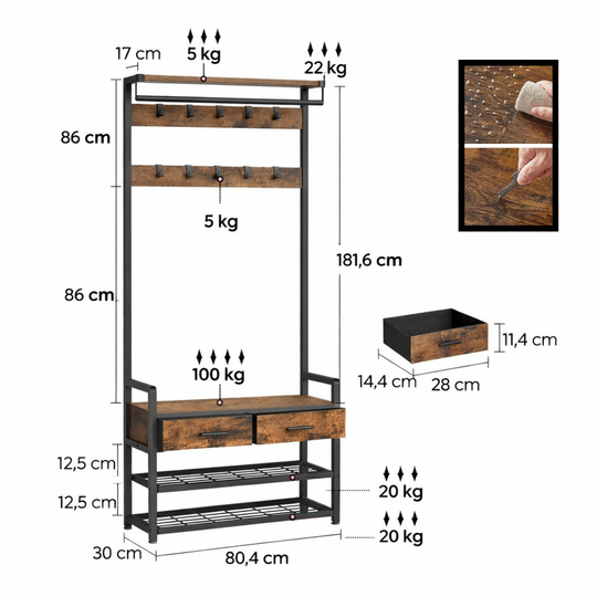 Kapstok met schoenopslag