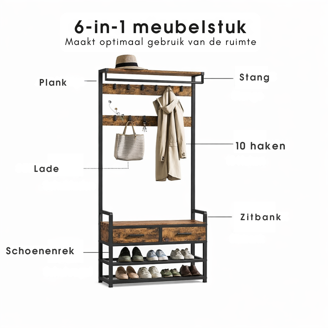 Kapstok met schoenopslag