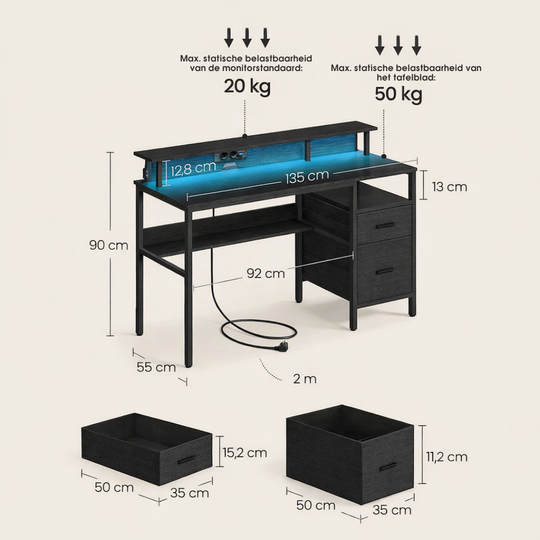 Meerlaagse bureau met laden