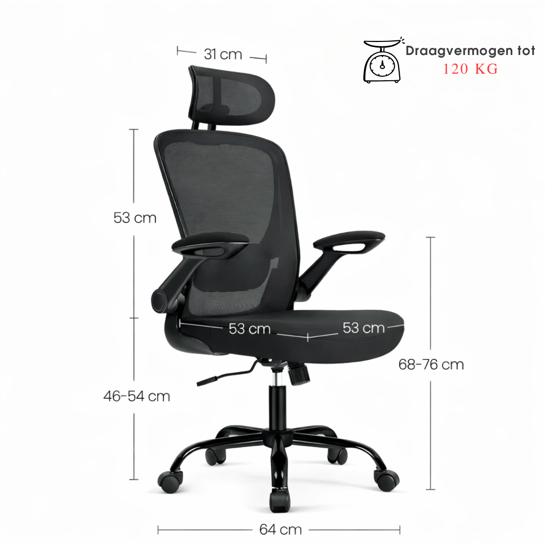 Mesh Bureaustoel met Verstelbare Hoofdsteun