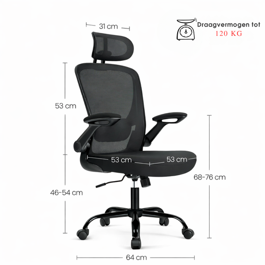Mesh Bureaustoel met Verstelbare Hoofdsteun