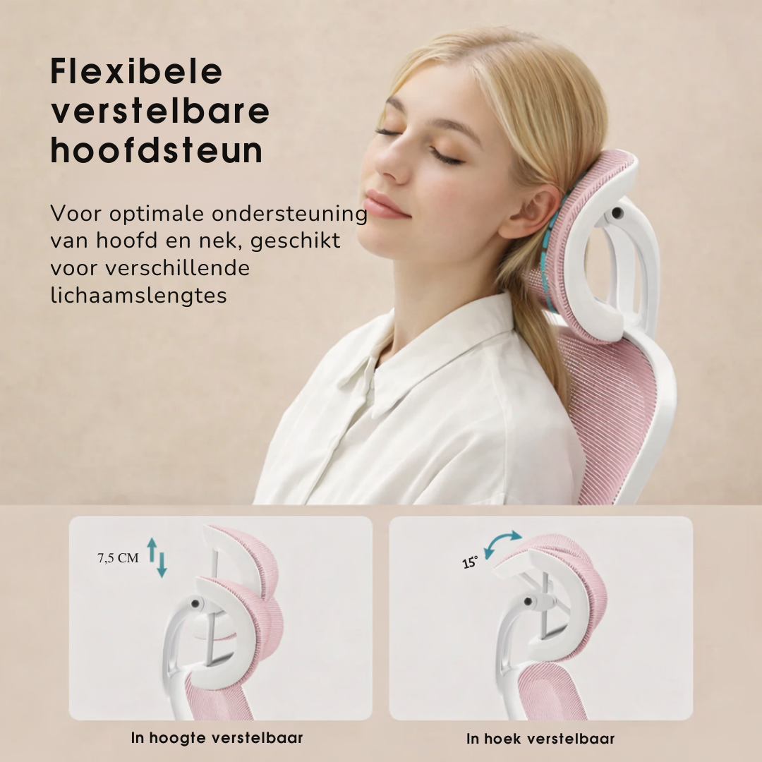 Mesh Bureaustoel met Verstelbare Hoofdsteun