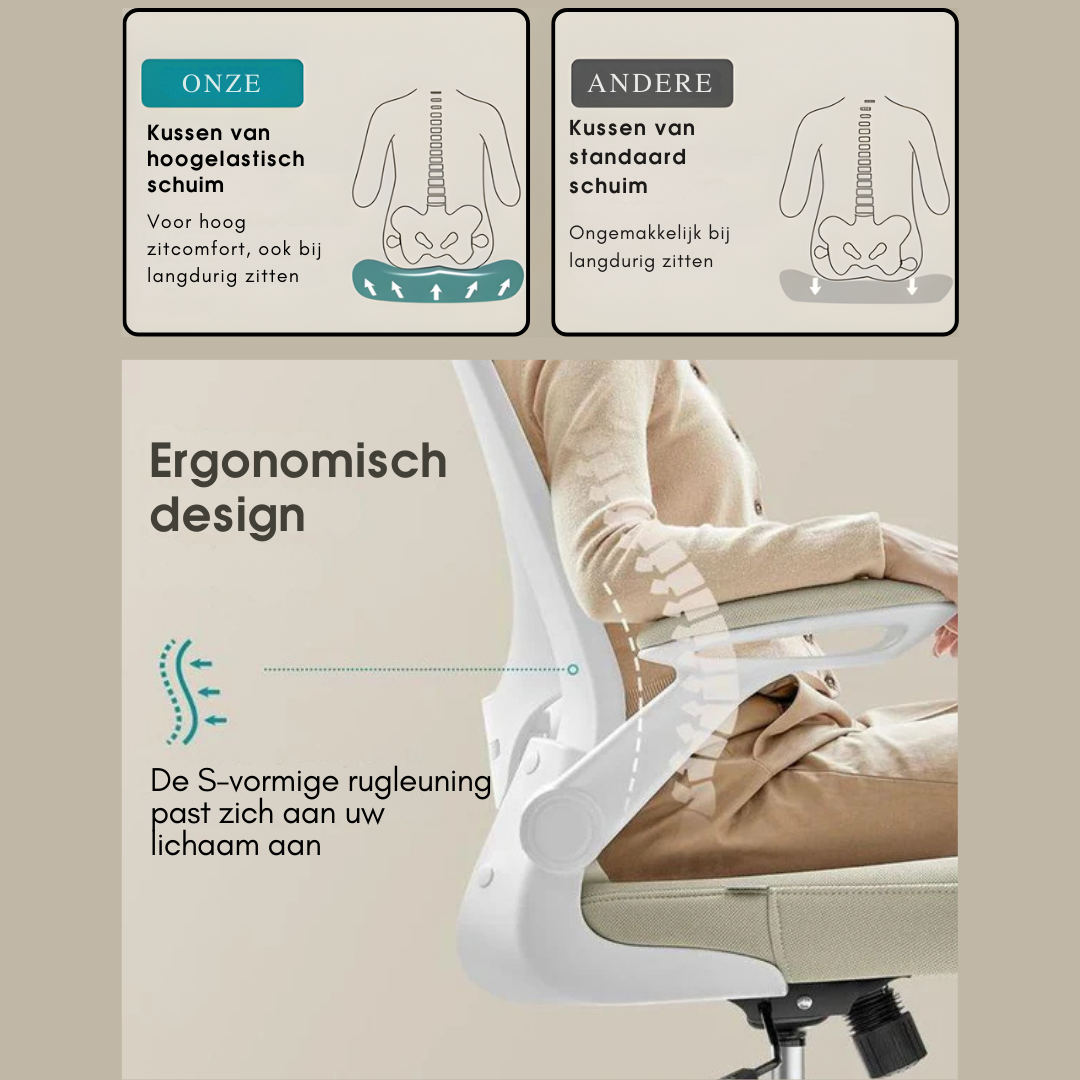 Mesh Bureaustoel met Verstelbare Hoofdsteun