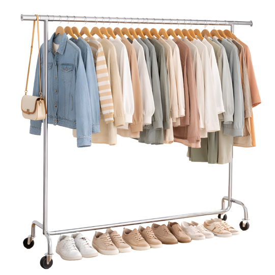 Uitschuifbaar kledingrek met wielen