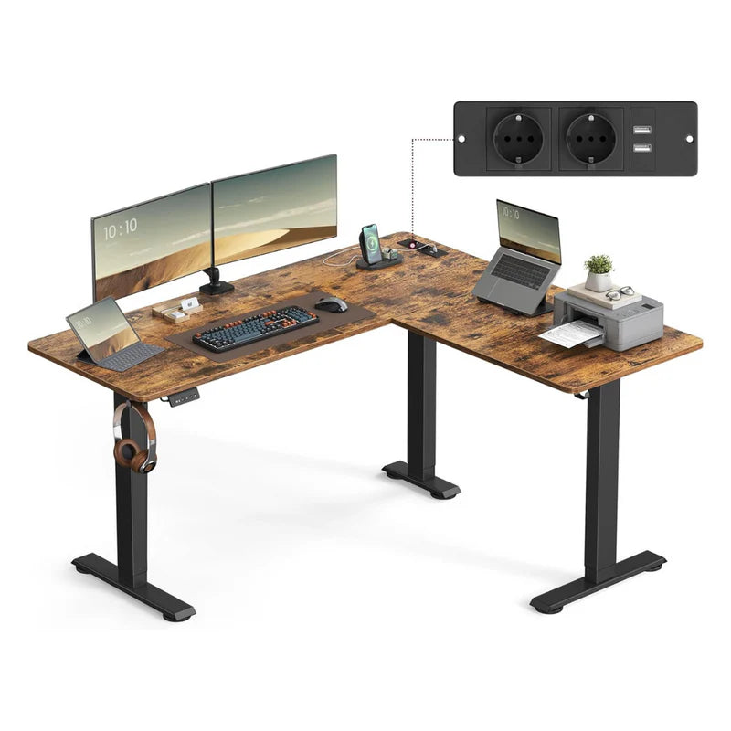 Verstelbaar L-vormig bureau