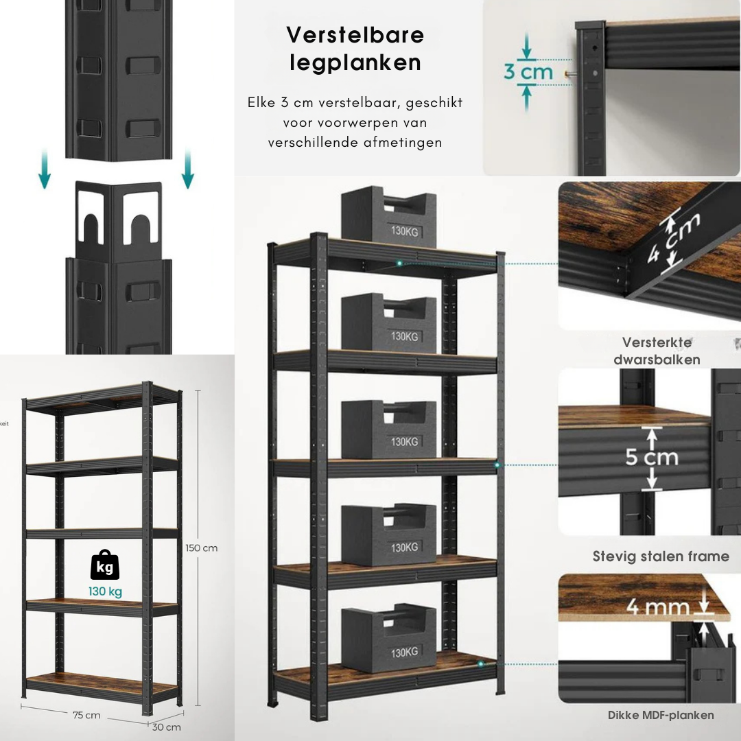 Vijflaagse opbergunit