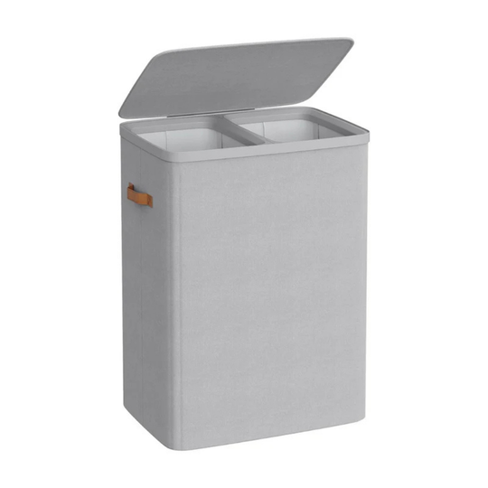 Wasmand met twee compartimenten en deksel