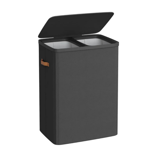 Wasmand met twee compartimenten en deksel