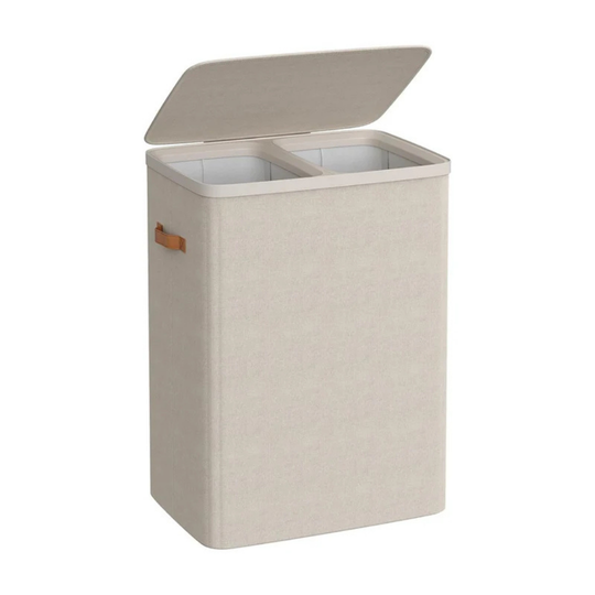 Wasmand met twee compartimenten en deksel